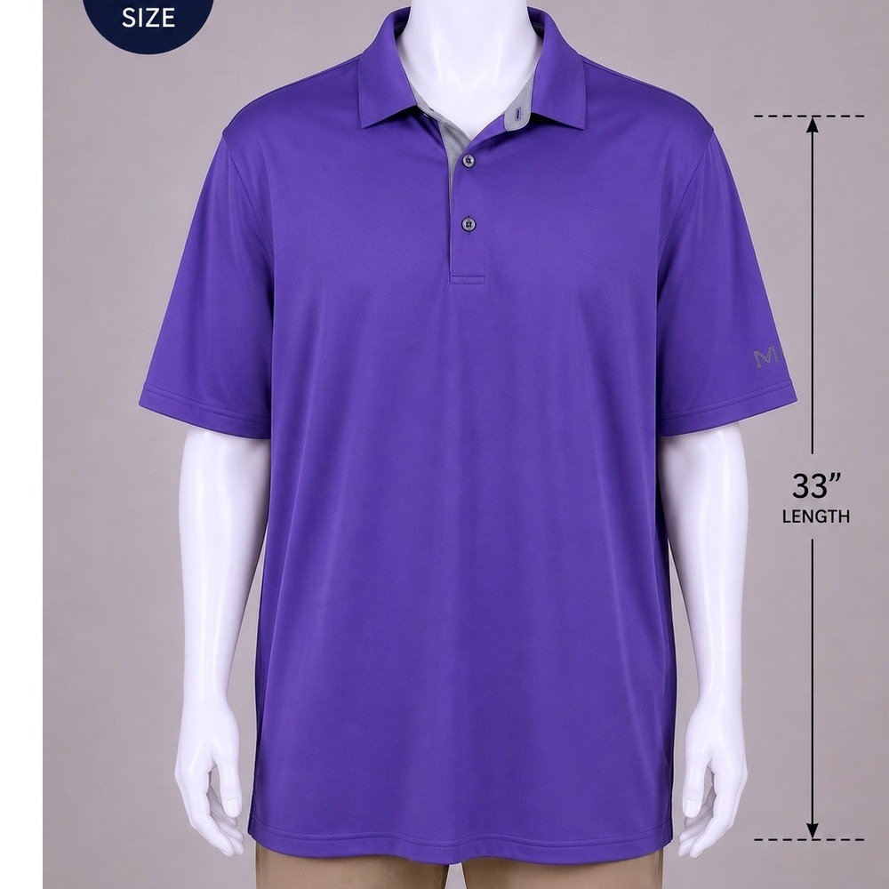 Maelreg Performance Polo Shirt Mens 2XL Purple Golf Short Sleeve Stretch Wicking